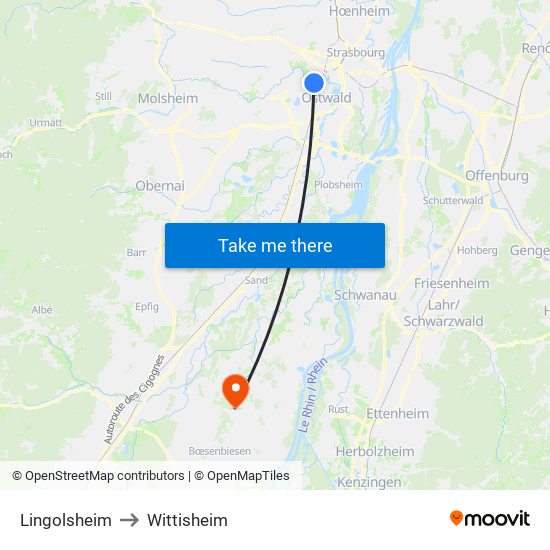 Lingolsheim to Wittisheim map
