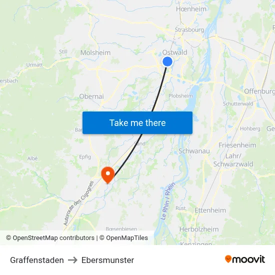 Graffenstaden to Ebersmunster map