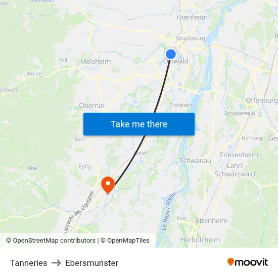 Tanneries to Ebersmunster map