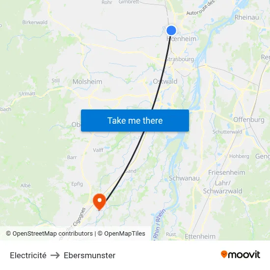 Electricité to Ebersmunster map