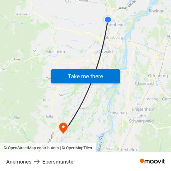 Anémones to Ebersmunster map