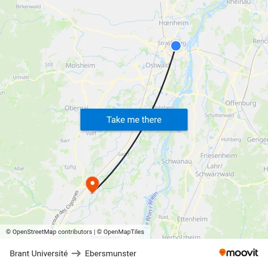 Brant Université to Ebersmunster map