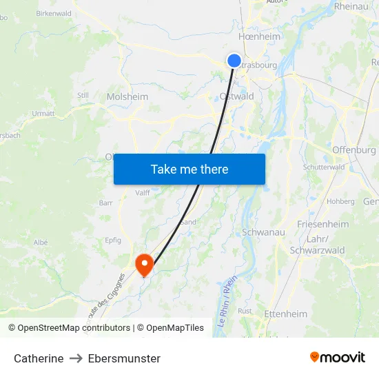 Catherine to Ebersmunster map
