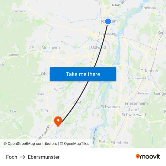 Foch to Ebersmunster map