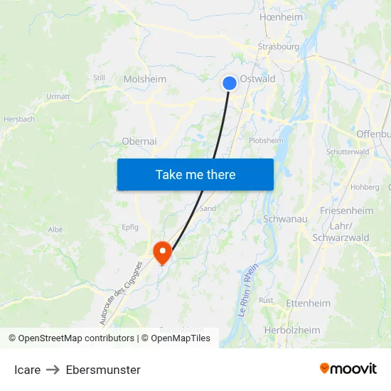 Icare to Ebersmunster map