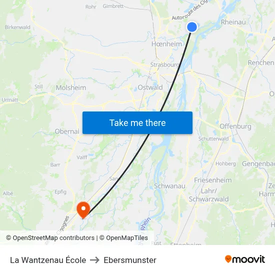 La Wantzenau École to Ebersmunster map
