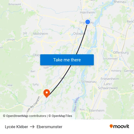 Lycée Kléber to Ebersmunster map