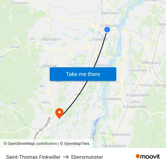 Saint-Thomas Finkwiller to Ebersmunster map