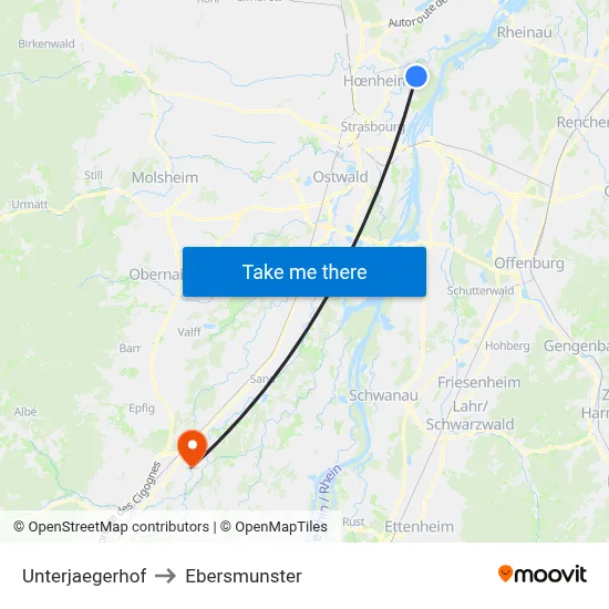 Unterjaegerhof to Ebersmunster map