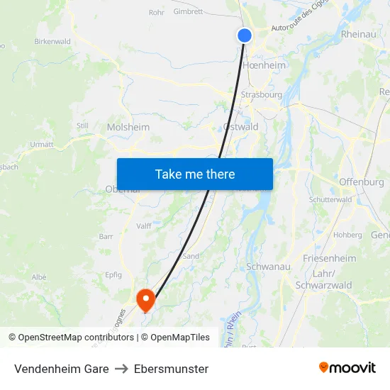 Vendenheim Gare to Ebersmunster map