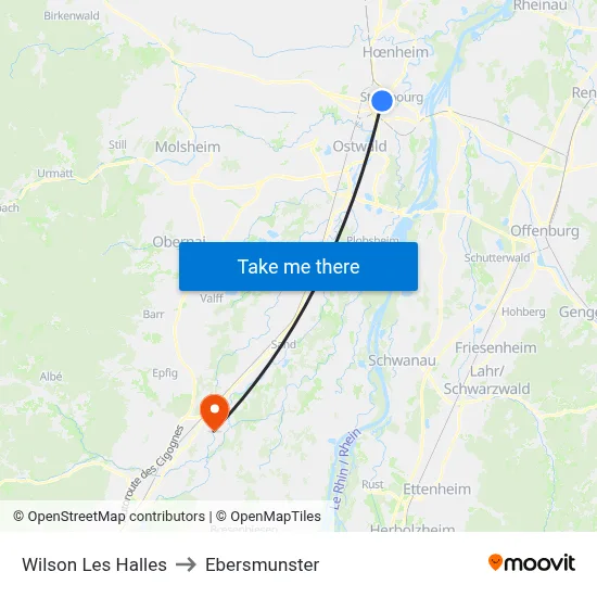 Wilson Les Halles to Ebersmunster map