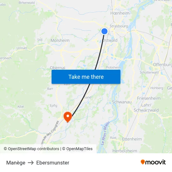 Manège to Ebersmunster map