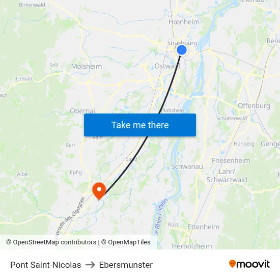 Pont Saint-Nicolas to Ebersmunster map