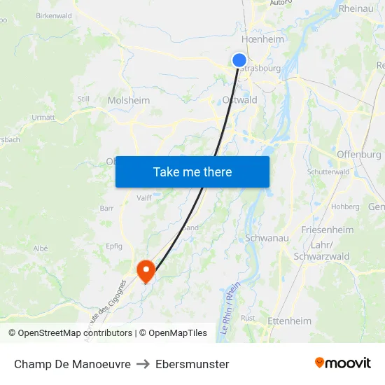 Champ De Manoeuvre to Ebersmunster map