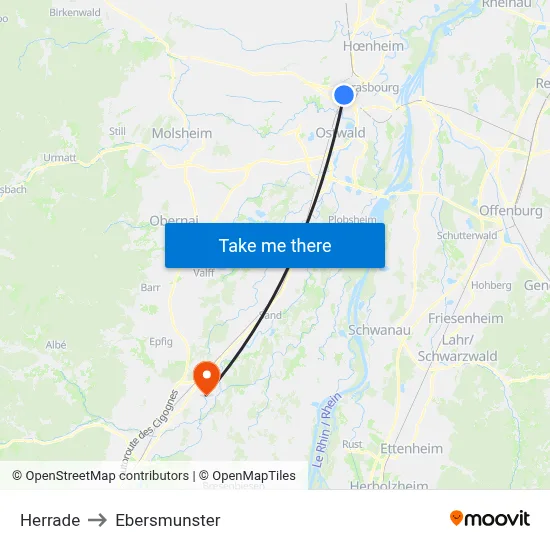 Herrade to Ebersmunster map
