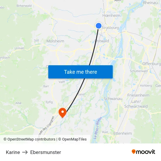 Karine to Ebersmunster map