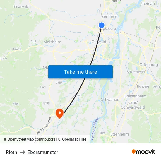 Rieth to Ebersmunster map