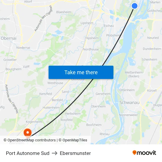 Port Autonome Sud to Ebersmunster map