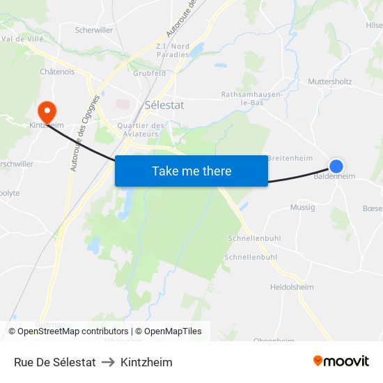 Rue De Sélestat to Kintzheim map