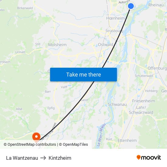 La Wantzenau to Kintzheim map