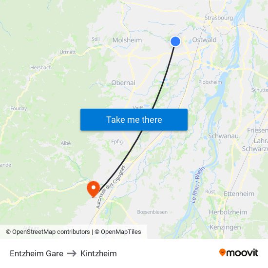 Entzheim Gare to Kintzheim map