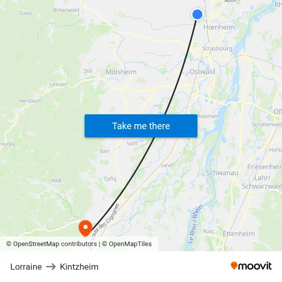 Lorraine to Kintzheim map