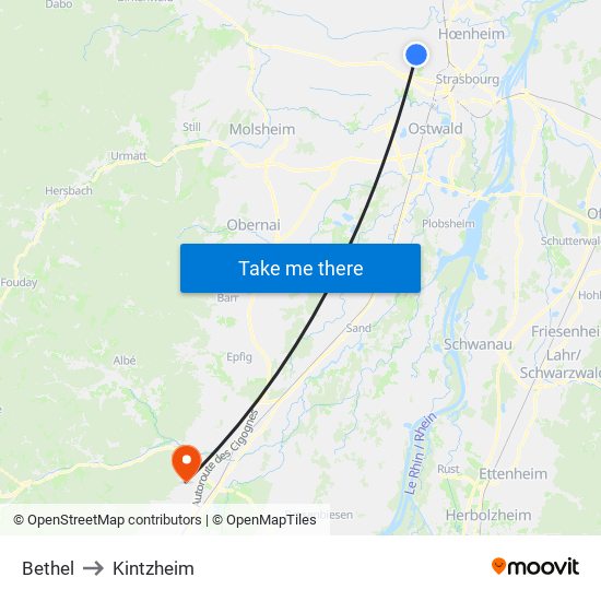 Bethel to Kintzheim map
