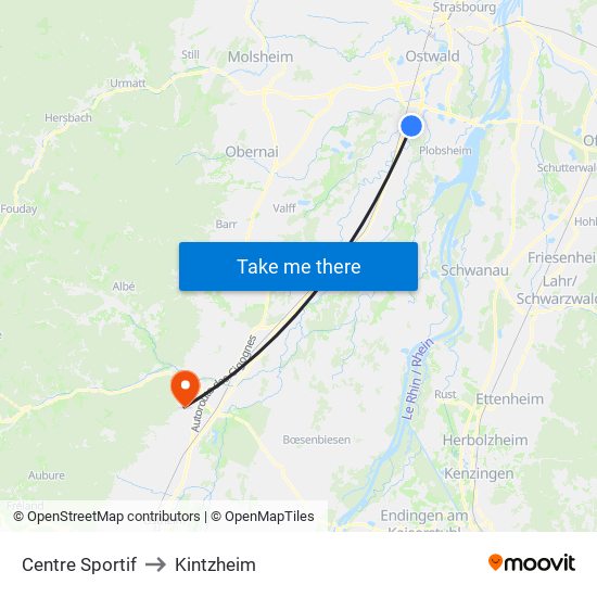 Centre Sportif to Kintzheim map