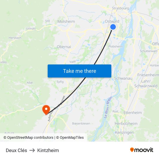 Deux Clés to Kintzheim map