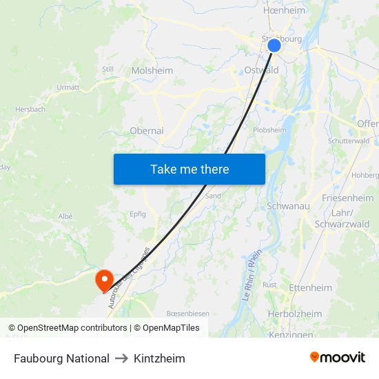 Faubourg National to Kintzheim map