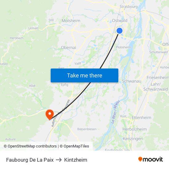 Faubourg De La Paix to Kintzheim map