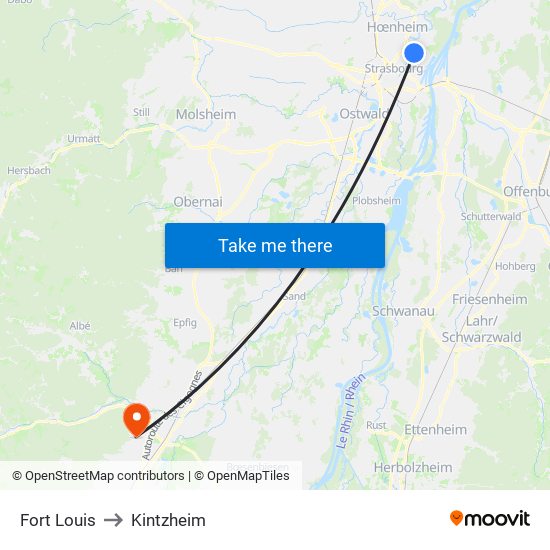 Fort Louis to Kintzheim map