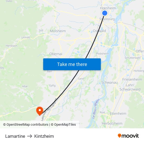 Lamartine to Kintzheim map