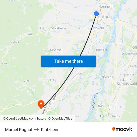 Marcel Pagnol to Kintzheim map