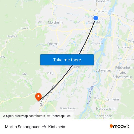 Martin Schongauer to Kintzheim map