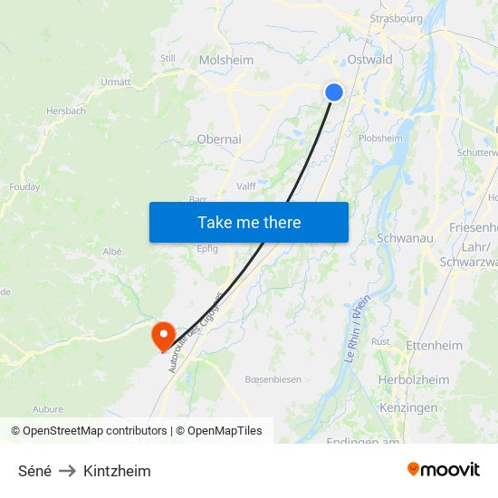 Séné to Kintzheim map