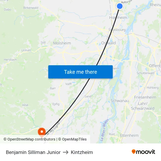 Benjamin Silliman Junior to Kintzheim map