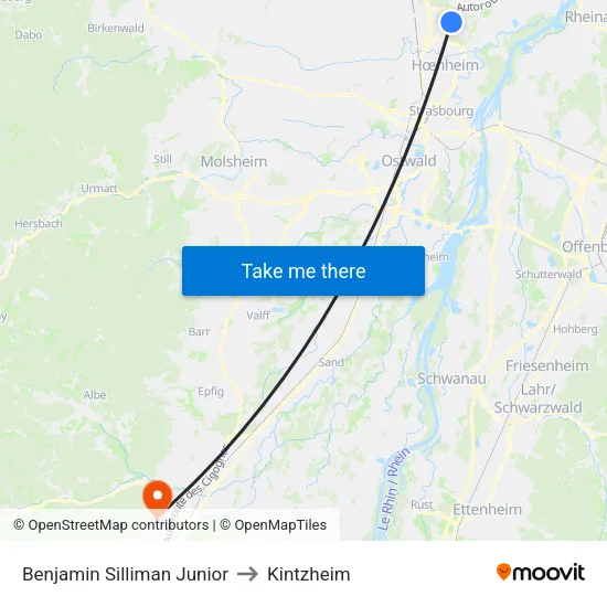 Benjamin Silliman Junior to Kintzheim map