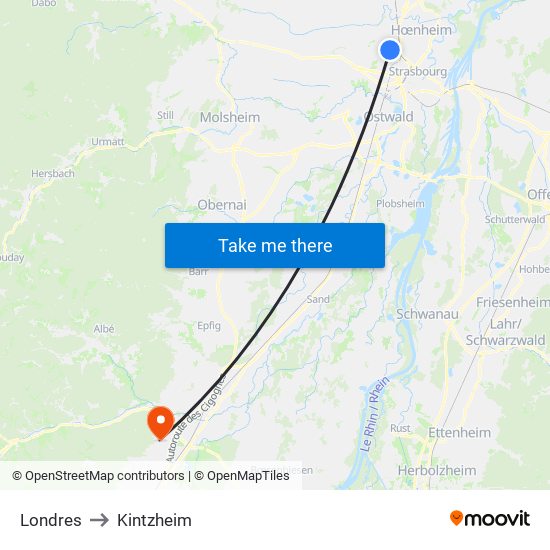 Londres to Kintzheim map