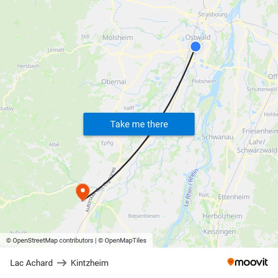 Lac Achard to Kintzheim map