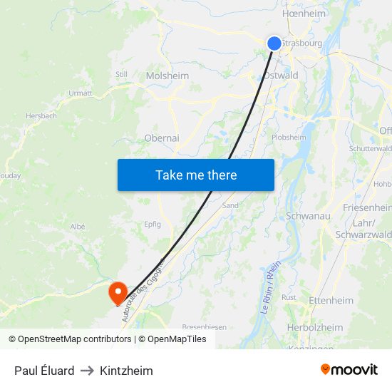 Paul Éluard to Kintzheim map