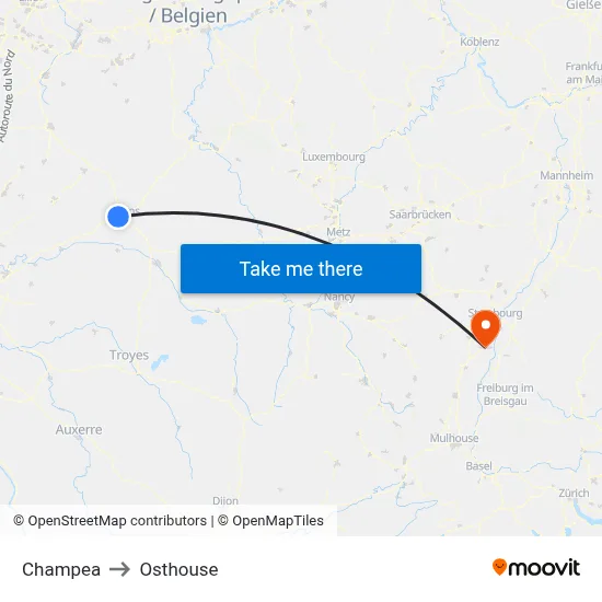 Champea to Osthouse map
