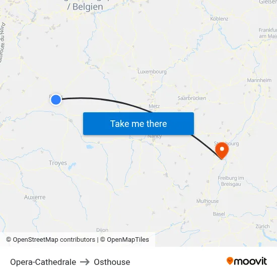 Opera-Cathedrale to Osthouse map