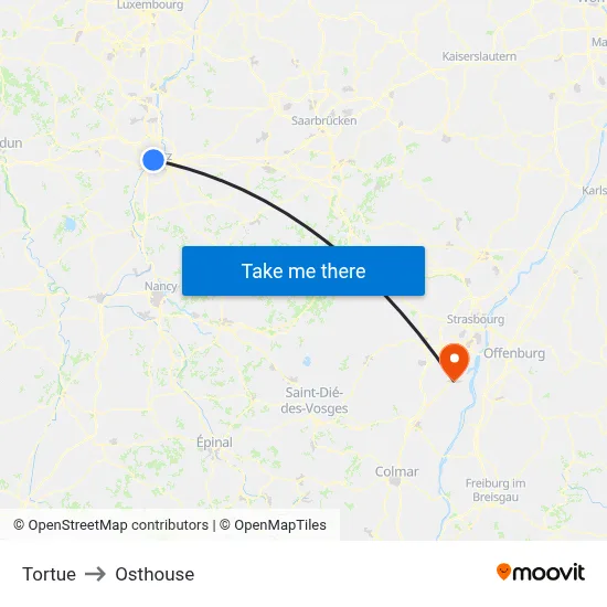 Tortue to Osthouse map