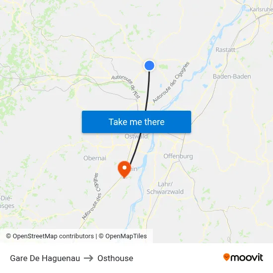 Gare De Haguenau to Osthouse map