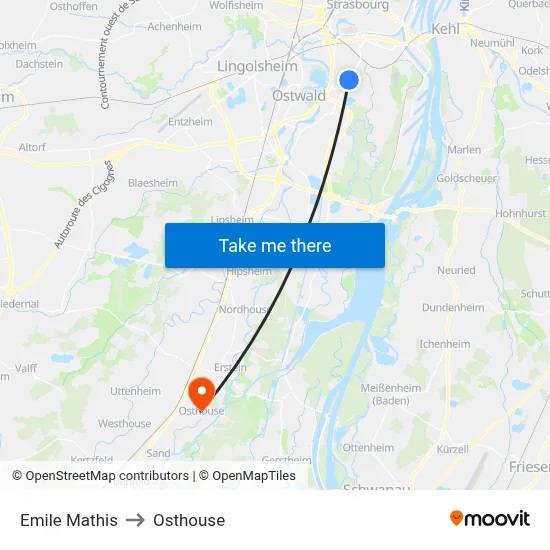 Emile Mathis to Osthouse map