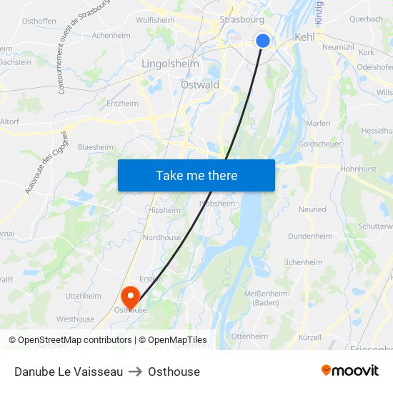 Danube Le Vaisseau to Osthouse map