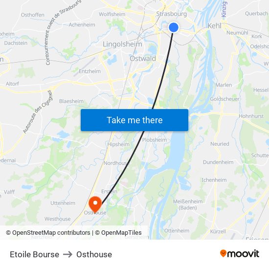 Etoile Bourse to Osthouse map