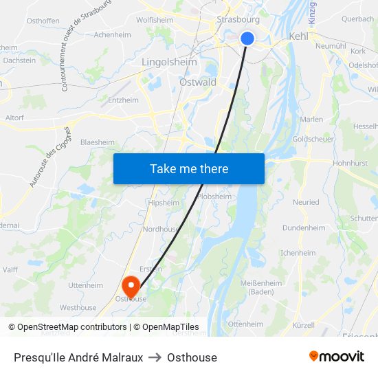 Presqu'Ile André Malraux to Osthouse map