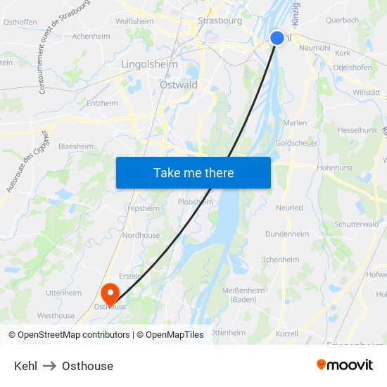 Kehl to Osthouse map